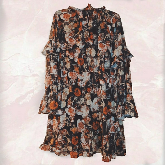 NWOT H&M Floral Frill Trimmed Wide Dress - Picture 3 of 5